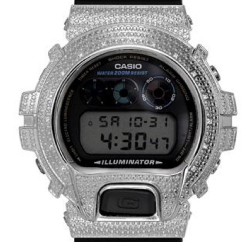 G-shock Casio Black and Silver Illuminator Smartwatch With Diamonds